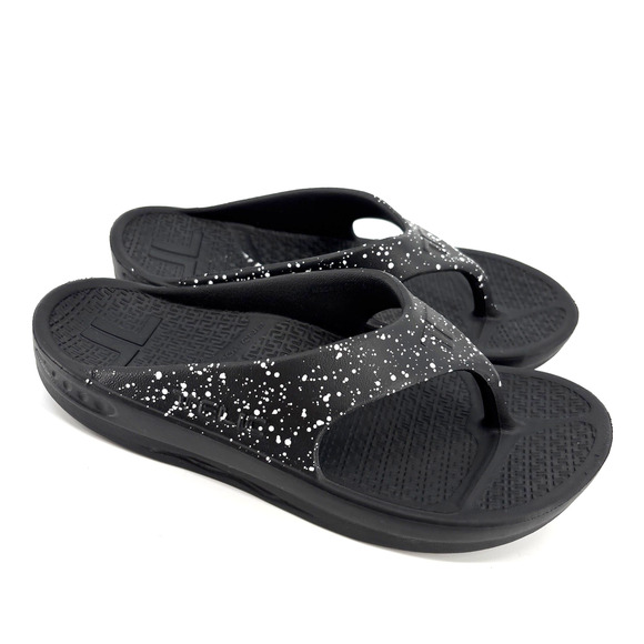 Telic Energy Flip Flop Womens 6 2XS Midnight Black White Splash - Picture 3 of 6